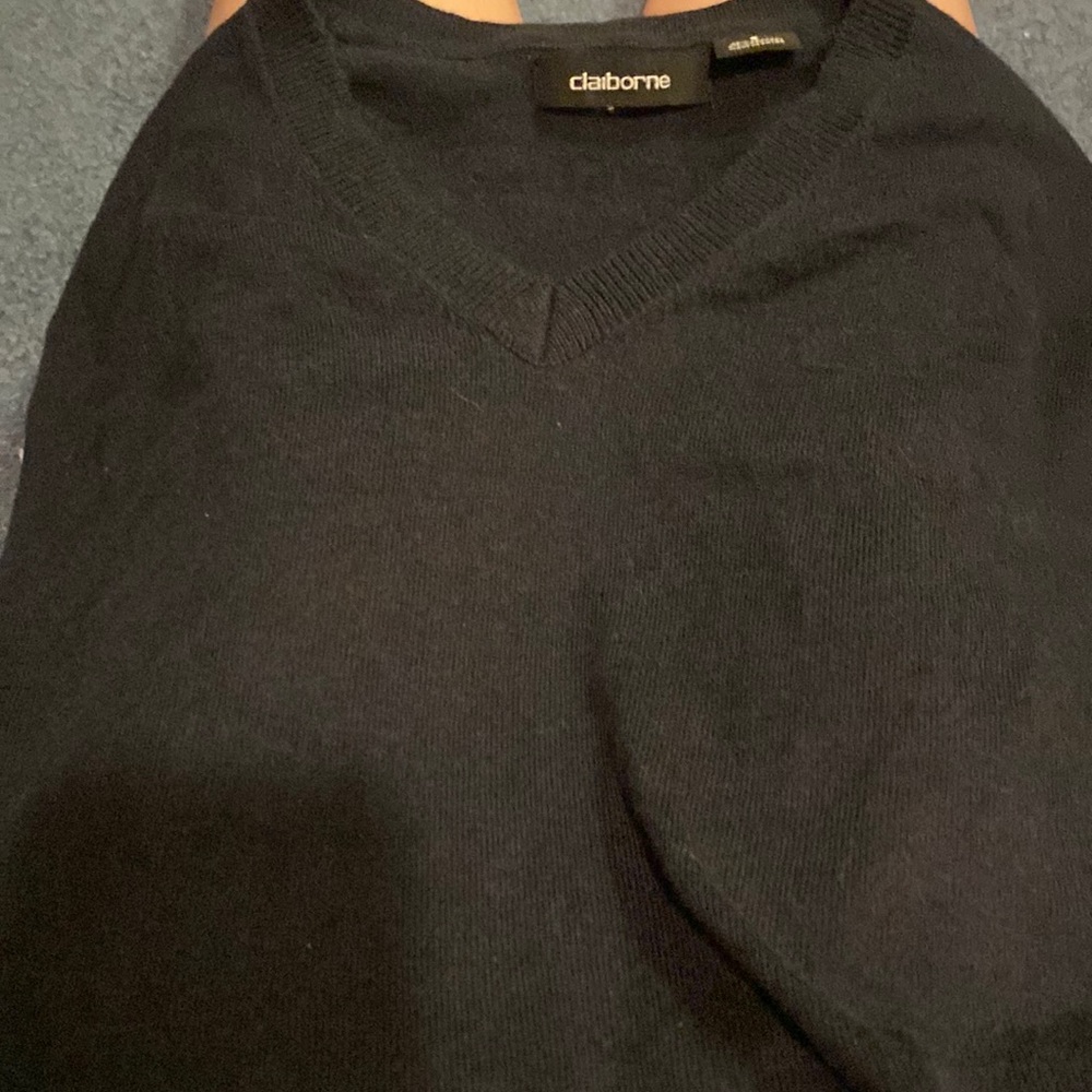 v neck sweater, fits bigger than small, can fit medium and large very stretchy!